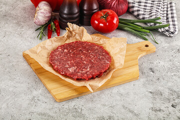 Raw beef burger cutlet minced meat