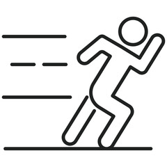 Simple drawing shows a figure running very fast, it has lines behind to give the sense of movement and speed.