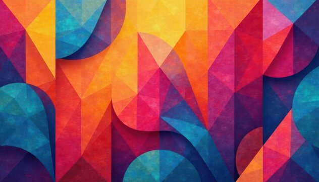 Abstract geometric shapes repeat in vibrant color scheme , shapes, complex