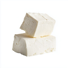 Stacked Cubes of White Cheese , isolated on white background png