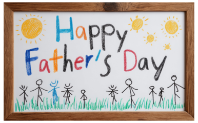 Happy father's day child's drawing isolated on a white background