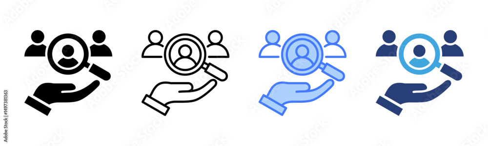 Poster research icon sheet multiple style collection