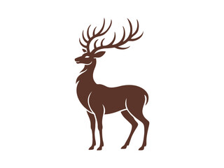 Mystical wild deer silhouette with long antlers vector