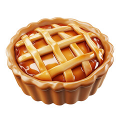 3D rendering of apple pie with transparent background