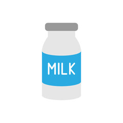 Vector illustration of a milk bottle on a white background. Drinks theme icon with flat style