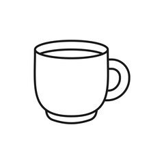 Vector illustration of a cup of coffee on a white background. Drinks theme icon with line style