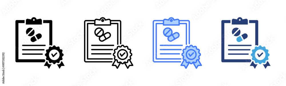 Poster quality assurance icon sheet multiple style collection
