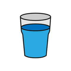 Vector illustration of a glass of water on a white background. Drinks theme icon with solid line style