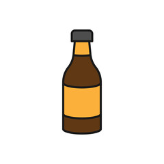 Vector illustration of a brown bottle on a white background. Drinks theme icon with solid line style