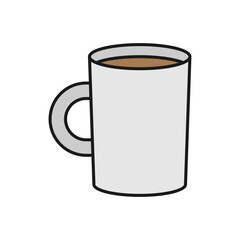Vector illustration of a glass of coffee on a white background. Drinks theme icon with solid line style