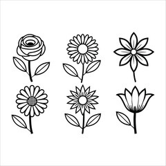 Flowers Vector, Floral Line Art, Flower Sketch, Botanical Illustration, Hand Drawn Flower, Flower Outline, Black And White Flower, Minimalist Floral, Botanical Drawing, Line Art Flowers, Flower Tattoo