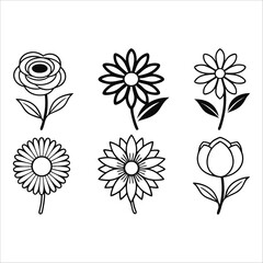 Flowers Vector, Floral Line Art, Flower Sketch, Botanical Illustration, Hand Drawn Flower, Flower Outline, Black And White Flower, Minimalist Floral, Botanical Drawing, Line Art Flowers, Flower Tattoo