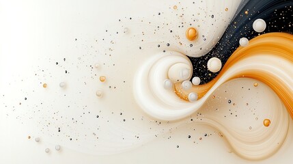 Abstract Cream Gold White Black Spiral Swirl Motion Background