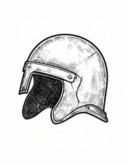 This artwork showcases a vintage helmet unique contours and textures.