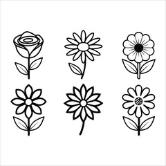 Flowers Vector, Floral Line Art, Flower Sketch, Botanical Illustration, Hand Drawn Flower, Flower Outline, Black And White Flower, Minimalist Floral, Botanical Drawing, Line Art Flowers, Flower Tattoo