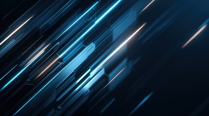 Futuristic blue circuit lines on geometric tech background, symbolizing digital innovation and advanced technology