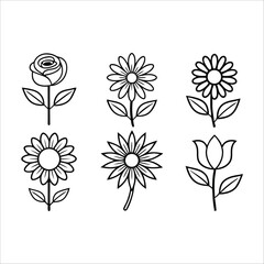 Flowers Vector, Floral Line Art, Flower Sketch, Botanical Illustration, Hand Drawn Flower, Flower Outline, Black And White Flower, Minimalist Floral, Botanical Drawing, Line Art Flowers, Flower Tattoo