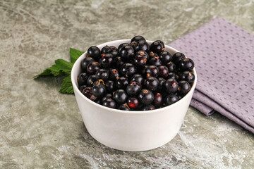 Ripe black currant in the bowl