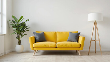 Modern Yellow Sofa Living Room Interior Design