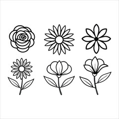 Flowers Vector, Floral Line Art, Flower Sketch, Botanical Illustration, Hand Drawn Flower, Flower Outline, Black And White Flower, Minimalist Floral, Botanical Drawing, Line Art Flowers, Flower Tattoo