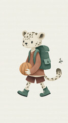 funny cartoon cheetah with ball