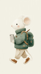 mouse with mobile in hand