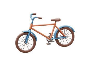 Fototapeta premium Vintage bicycle illustration orange and blue color scheme render on transparent background