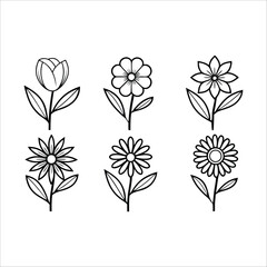 Flowers Vector, Floral Line Art, Flower Sketch, Botanical Illustration, Hand Drawn Flower, Flower Outline, Black And White Flower, Minimalist Floral, Botanical Drawing, Line Art Flowers, Flower Tattoo