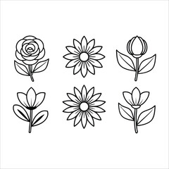 Flowers Vector, Floral Line Art, Flower Sketch, Botanical Illustration, Hand Drawn Flower, Flower Outline, Black And White Flower, Minimalist Floral, Botanical Drawing, Line Art Flowers, Flower Tattoo
