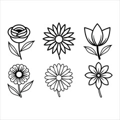 Flowers Vector, Floral Line Art, Flower Sketch, Botanical Illustration, Hand Drawn Flower, Flower Outline, Black And White Flower, Minimalist Floral, Botanical Drawing, Line Art Flowers, Flower Tattoo