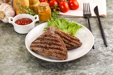 Delicus grilled beef steak with sauce