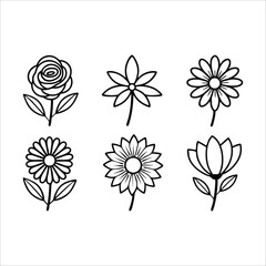 Flowers Vector, Floral Line Art, Flower Sketch, Botanical Illustration, Hand Drawn Flower, Flower Outline, Black And White Flower, Minimalist Floral, Botanical Drawing, Line Art Flowers, Flower Tattoo