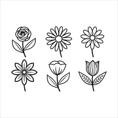 Flowers Vector, Floral Line Art, Flower Sketch, Botanical Illustration, Hand Drawn Flower, Flower Outline, Black And White Flower, Minimalist Floral, Botanical Drawing, Line Art Flowers, Flower Tattoo