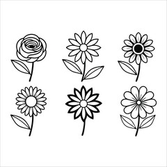 Flowers Vector, Floral Line Art, Flower Sketch, Botanical Illustration, Hand Drawn Flower, Flower Outline, Black And White Flower, Minimalist Floral, Botanical Drawing, Line Art Flowers, Flower Tattoo