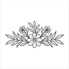 Flowers Vector, Floral Line Art, Flower Sketch, Botanical Illustration, Hand Drawn Flower, Flower Outline, Black And White Flower, Minimalist Floral, Botanical Drawing, Line Art Flowers, Flower Tattoo