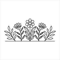 Flowers Vector, Floral Line Art, Flower Sketch, Botanical Illustration, Hand Drawn Flower, Flower Outline, Black And White Flower, Minimalist Floral, Botanical Drawing, Line Art Flowers, Flower Tattoo