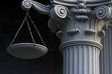 Elegant Column with Hanging Scale Symbolizing Justice and Fairness