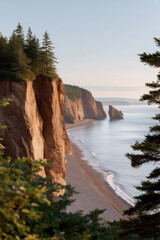 breathtaking marine panorama of new brunswicks coastline featuring dramatic cliffs and serene waters