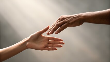 Two people holding hands in an intimate and warm moment, with sunlight streaming through a window, symbolizing connection, trust, care, and emotional support