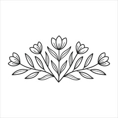 Flowers Vector, Floral Line Art, Flower Sketch, Botanical Illustration, Hand Drawn Flower, Flower Outline, Black And White Flower, Minimalist Floral, Botanical Drawing, Line Art Flowers, Flower Tattoo