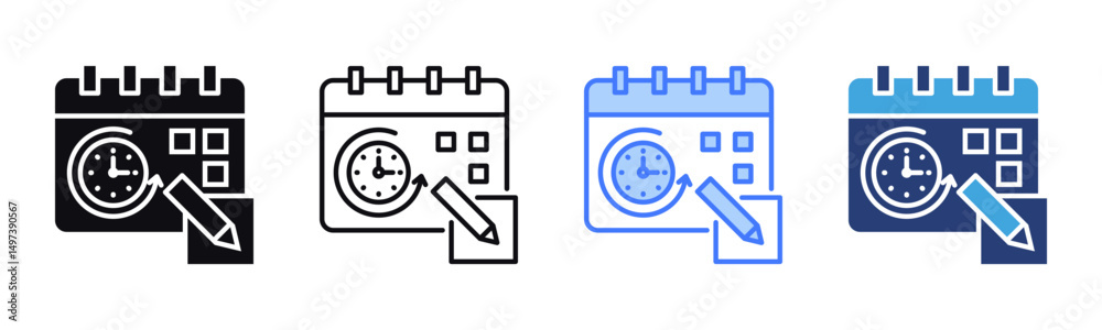 Poster Reschedule icon sheet multiple style collection