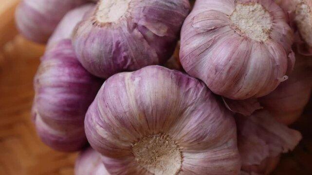 Dried garlic in a basket