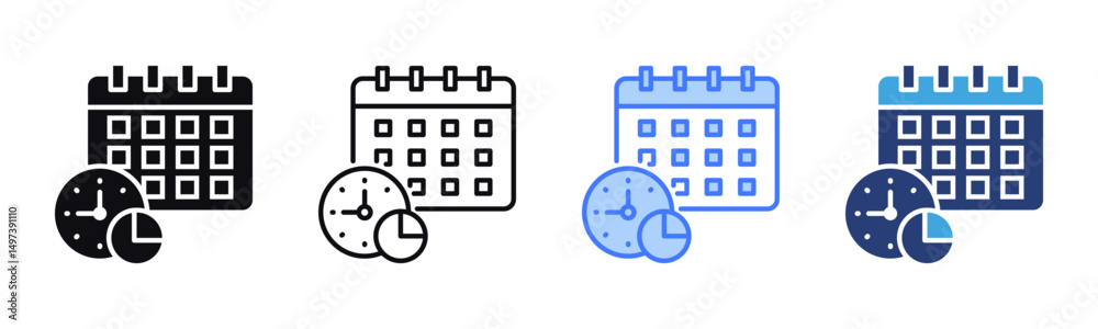 Poster Time Allocation icon sheet multiple style collection