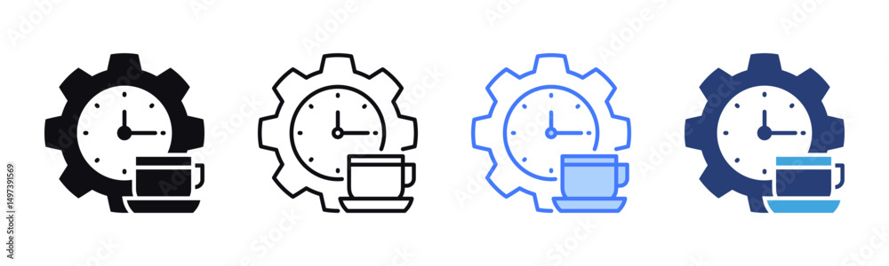 Poster Break Time icon sheet multiple style collection