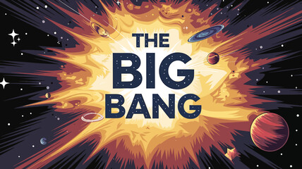 The big bang book cover vector illustration. Big bang background. 