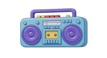 Fototapeta premium Blue boombox image with purple speakers