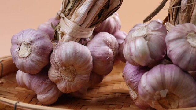 Dried garlic in a basket