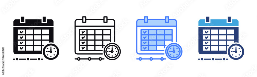Aufkleber schedule icon sheet multiple style collection