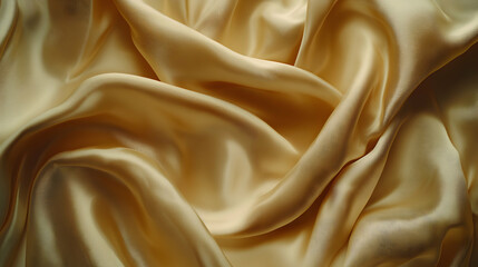 Fototapeta premium Luxurious golden silk fabric, draped elegantly. Soft, smooth texture. Perfect for background or textile designs.