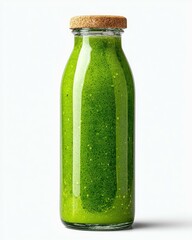 Green Juice Healthy Drink in Glass Bottle